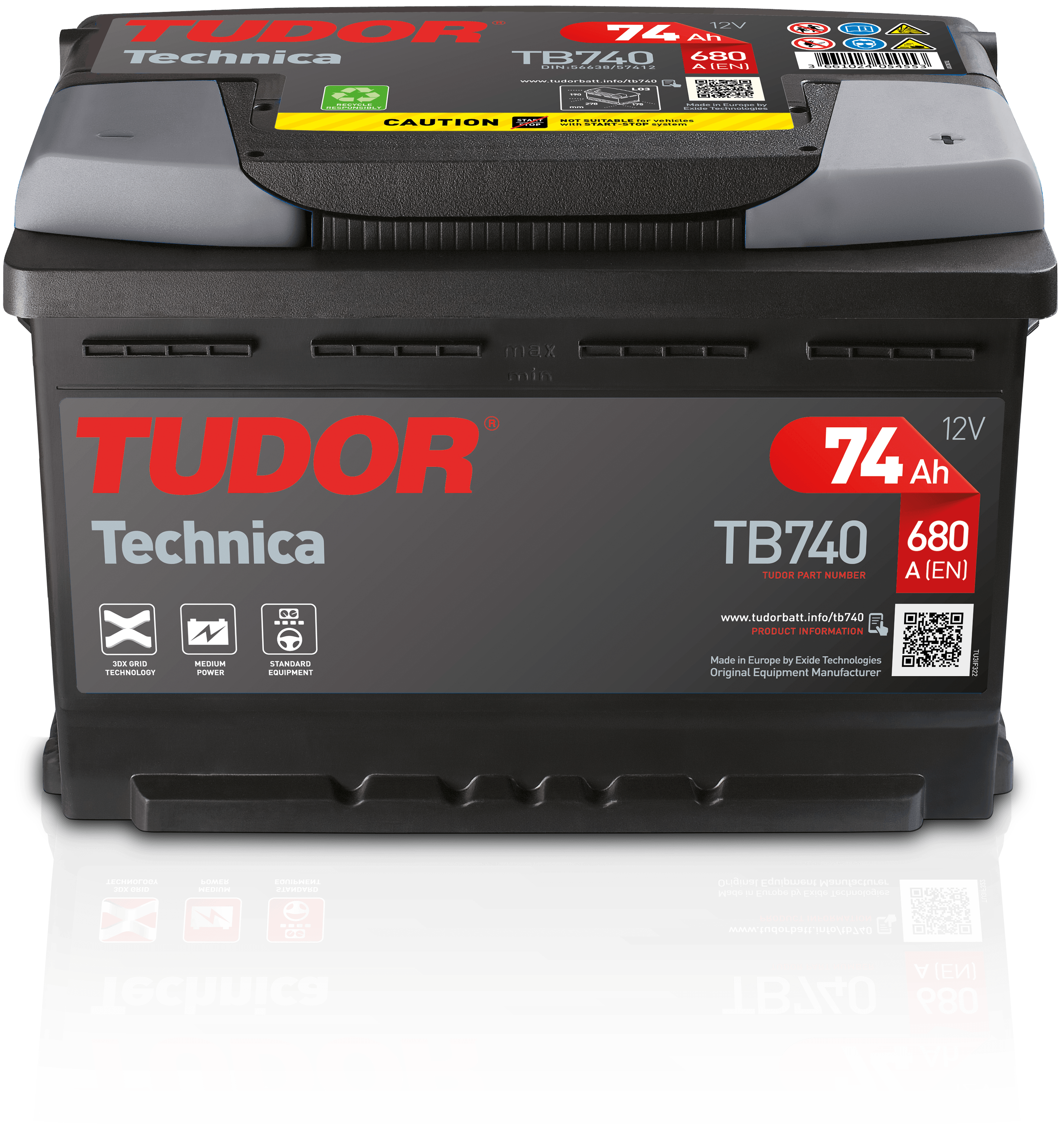 Tudor TB500. Autobatterie Tudor 50Ah 12V