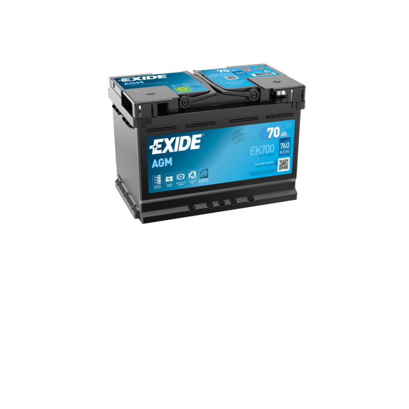 EXIDE Start-Stop EK700 Batería de arranque 12V 70Ah 760A B13 Batería AGM  EK700 (067AGM), AGM70SS