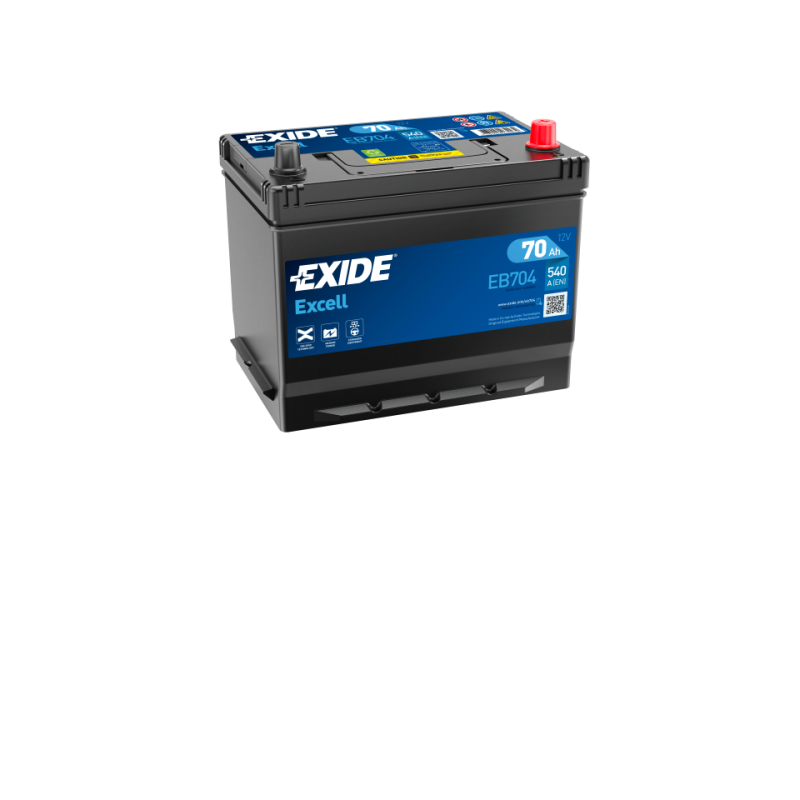 030SE EXIDE EB704 EXCELL Batterie 12V 70Ah 540A Korean B1+B6 Batterie au  plomb